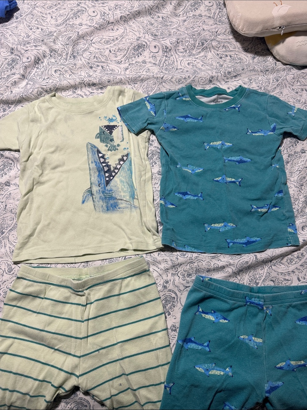 Carter's Shark Two-Piece Pajama Sets - Teal & Light Green